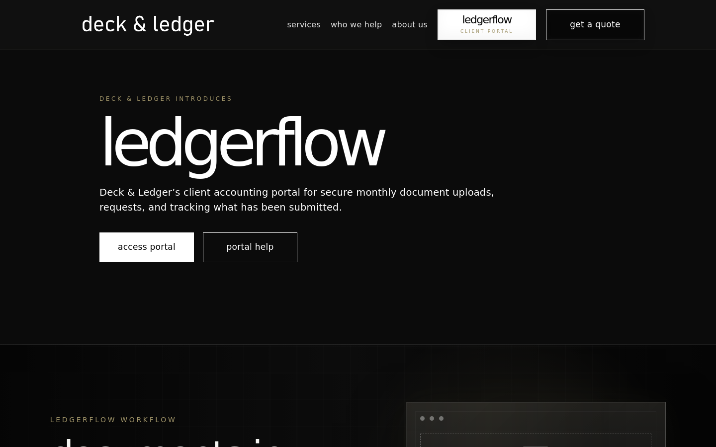 LedgerFlow client portal landing page