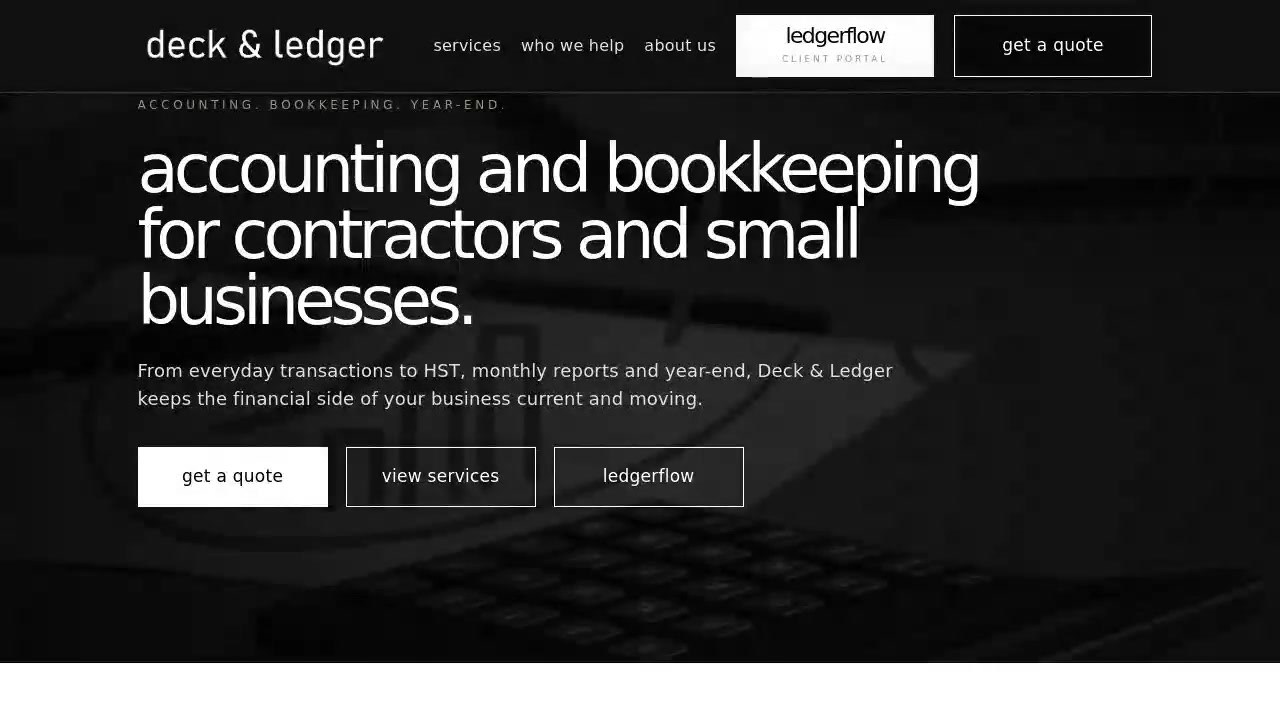 Deck and Ledger website homepage