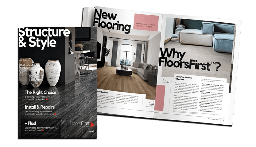 FloorsFirst Structure and Style homeowner guide shown as a complete editorial system